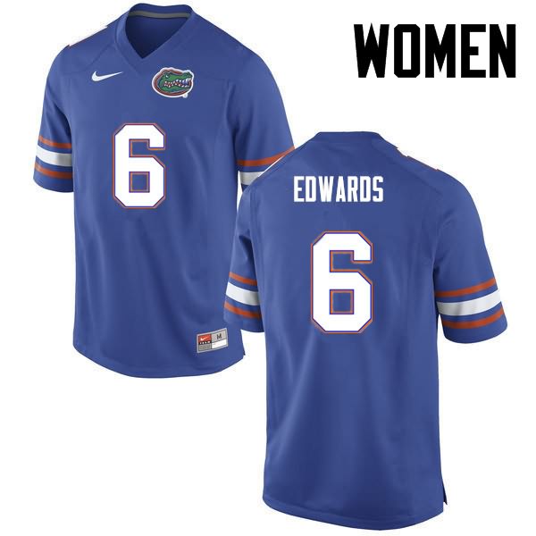 Women's NCAA Florida Gators Brian Edwards #6 Stitched Authentic Nike Blue College Football Jersey ONZ7465YB